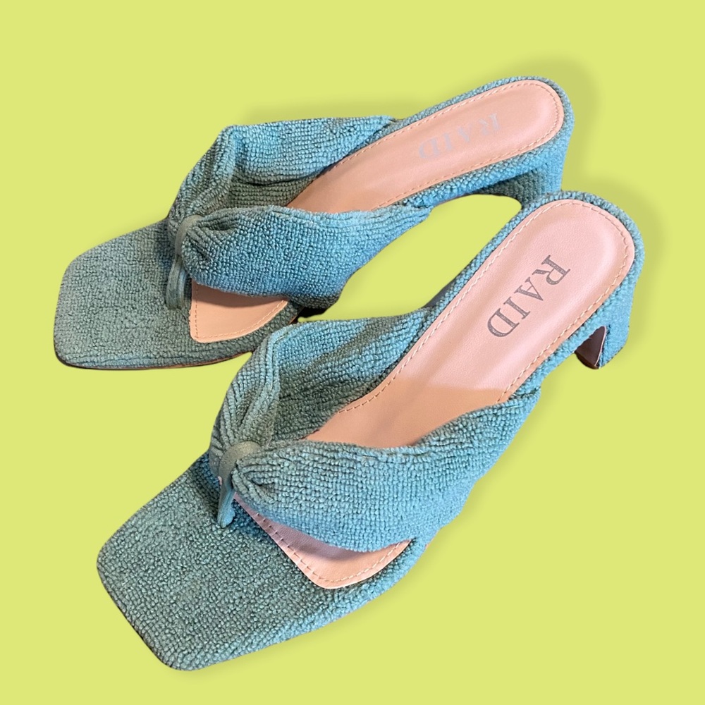 Aqua terry cloth heels